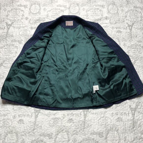 Pendleton Woolen Mills Plaid Green/Purple Checkered Wool Blazer 10 Petite - Picture 5 of 12